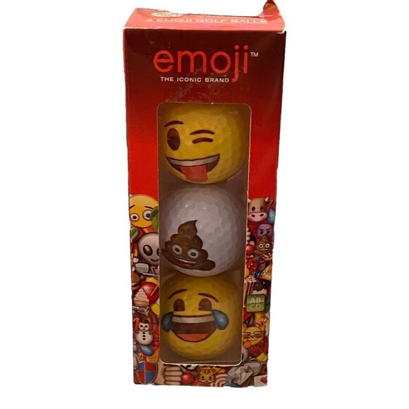 Emoji The Iconic Brand 3pk Golf Balls Wink Poop CryingLaughter Funny Golfing Set - Picture 1 of 11